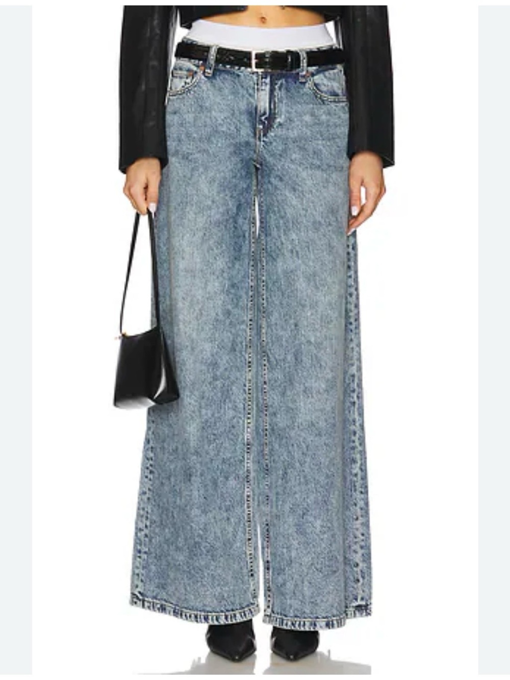 Alice + Olivia Ian Boxer Wide Leg Jeans 26 Harlow Vintage Blue